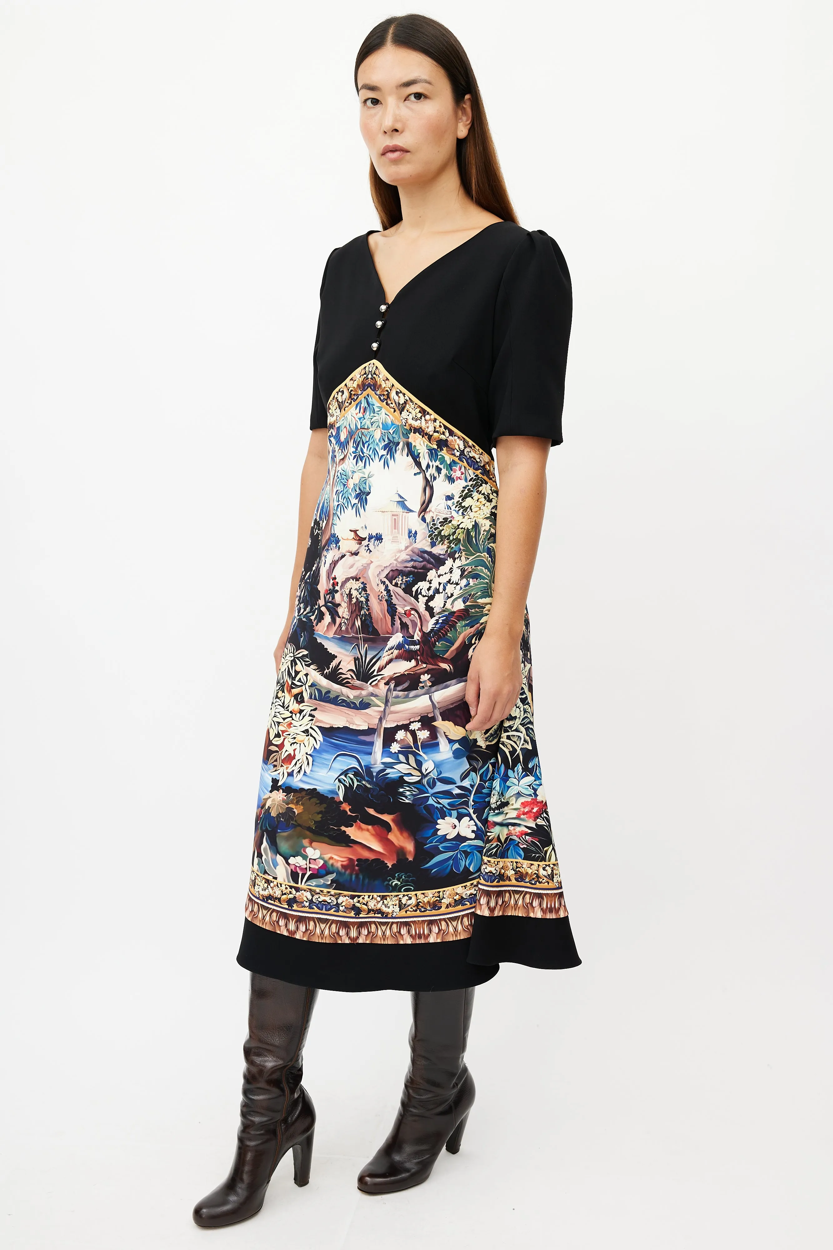 Black & Multicolour Garden Dress