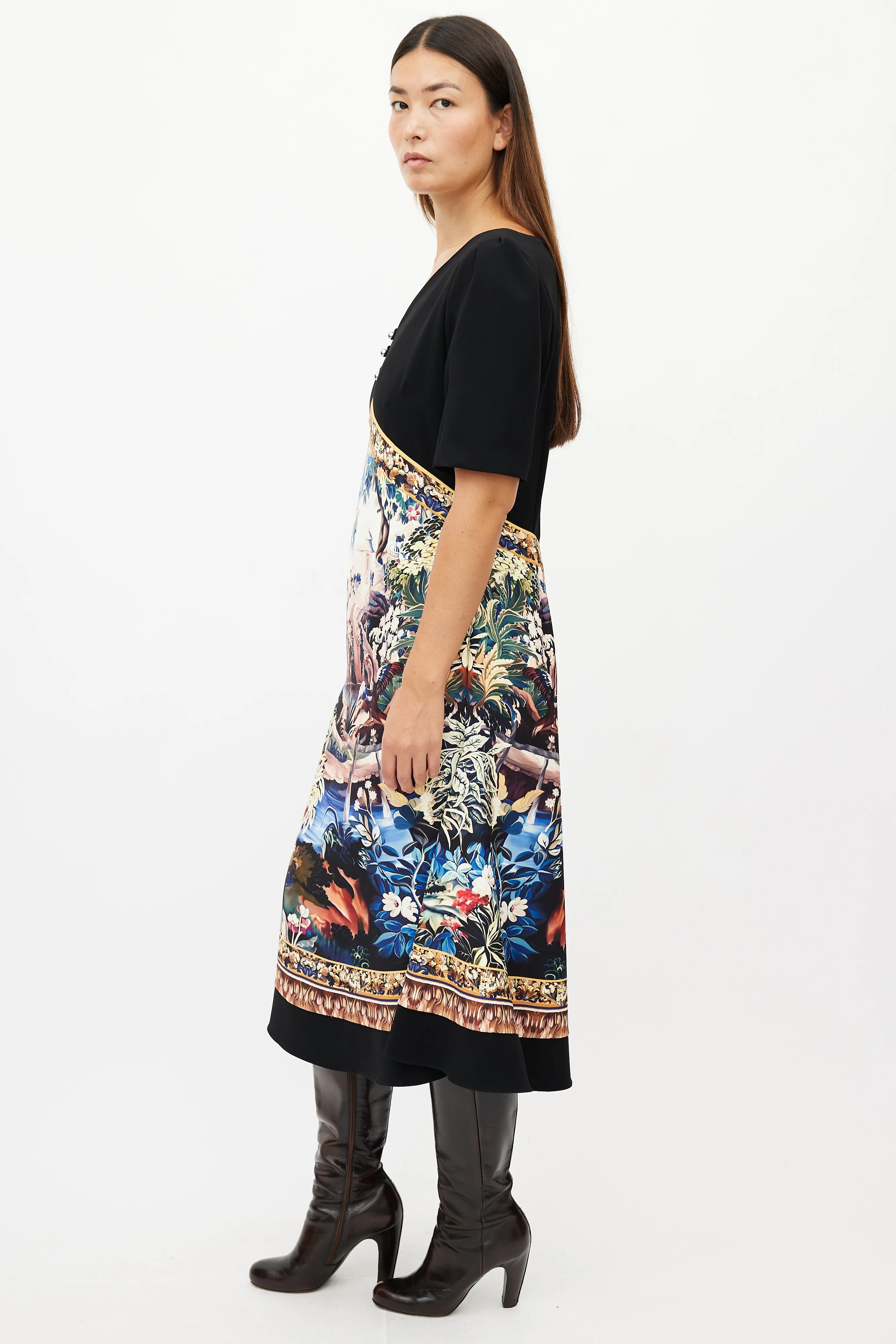 Black & Multicolour Garden Dress