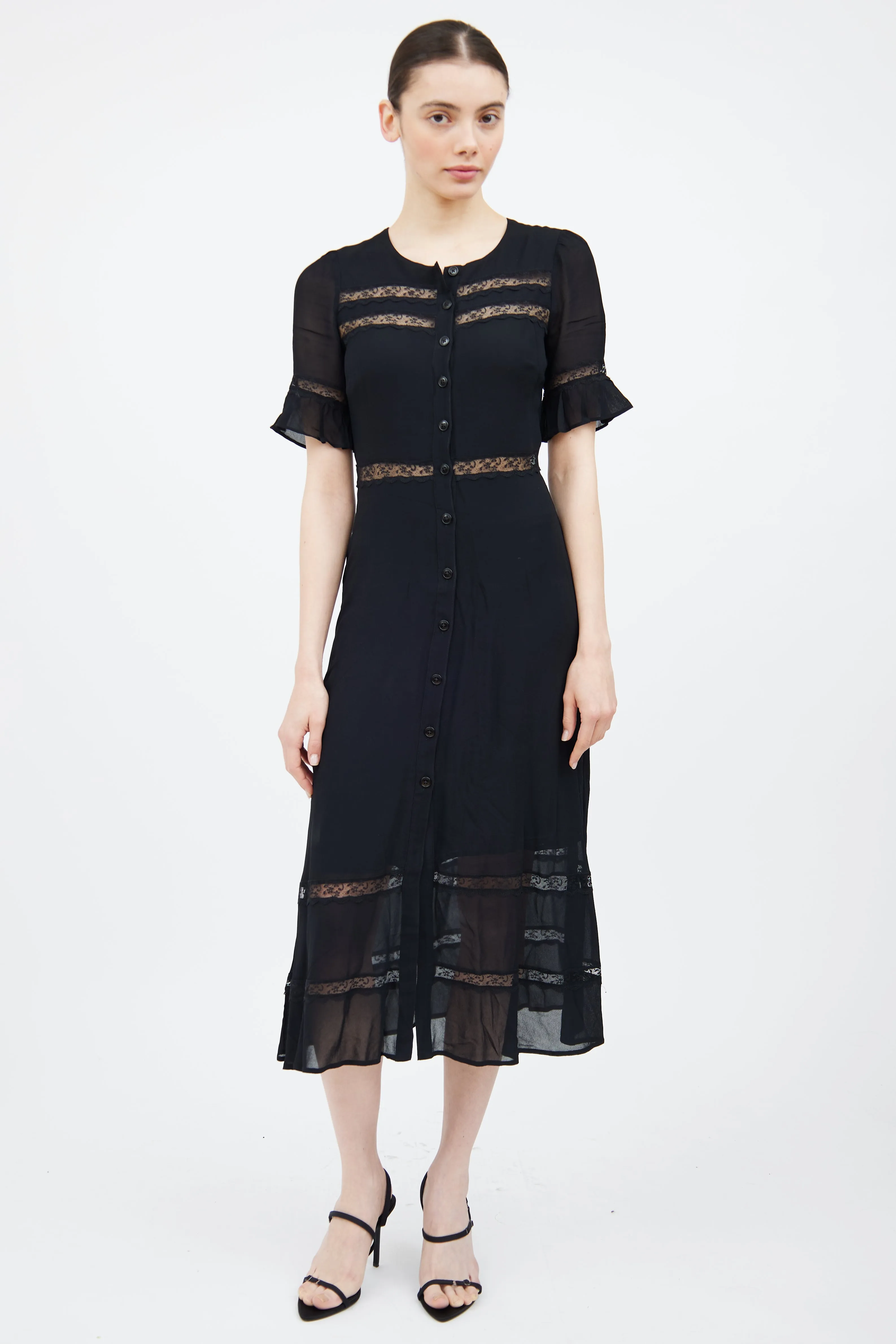 Black Panelled Lace Dress