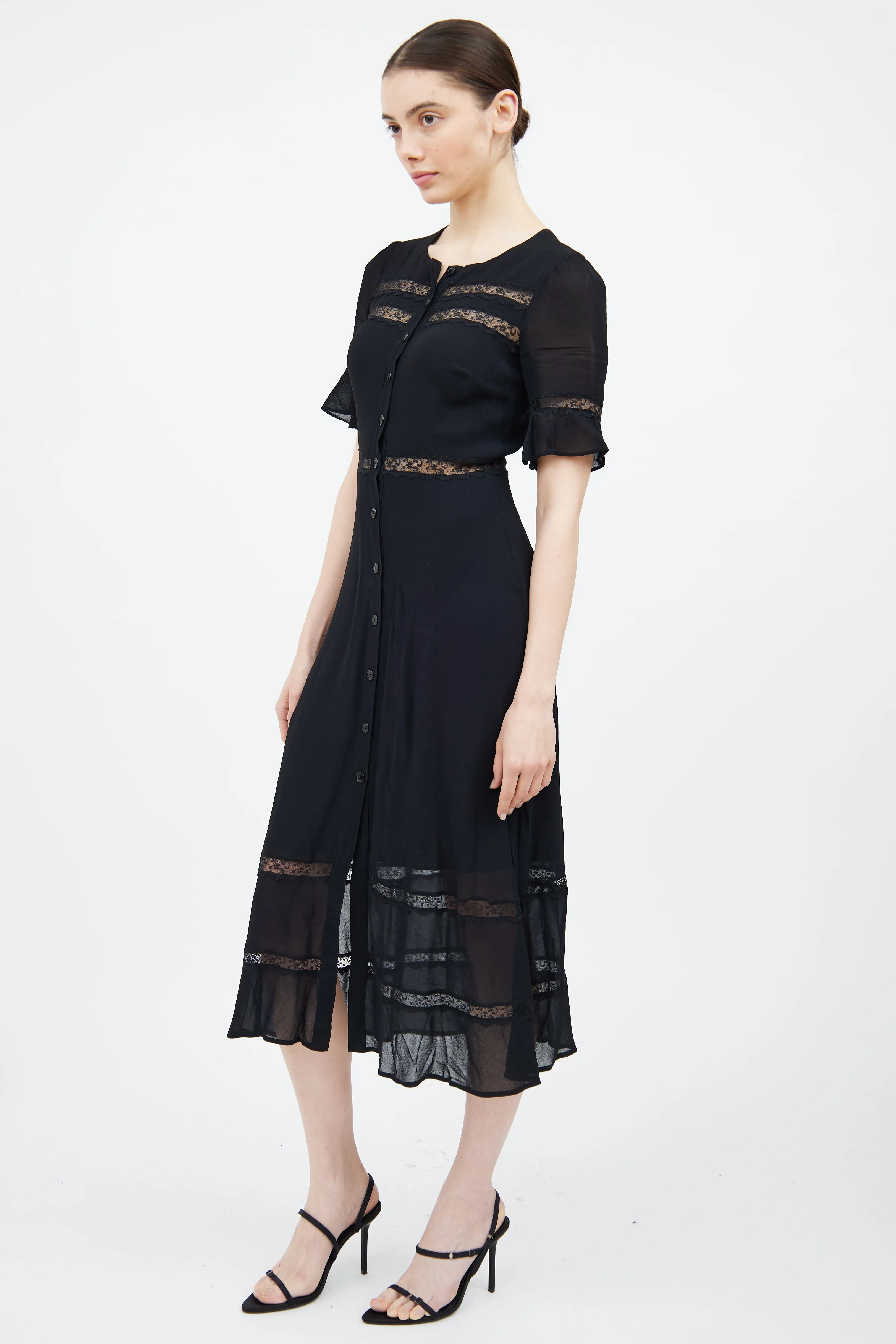 Black Panelled Lace Dress