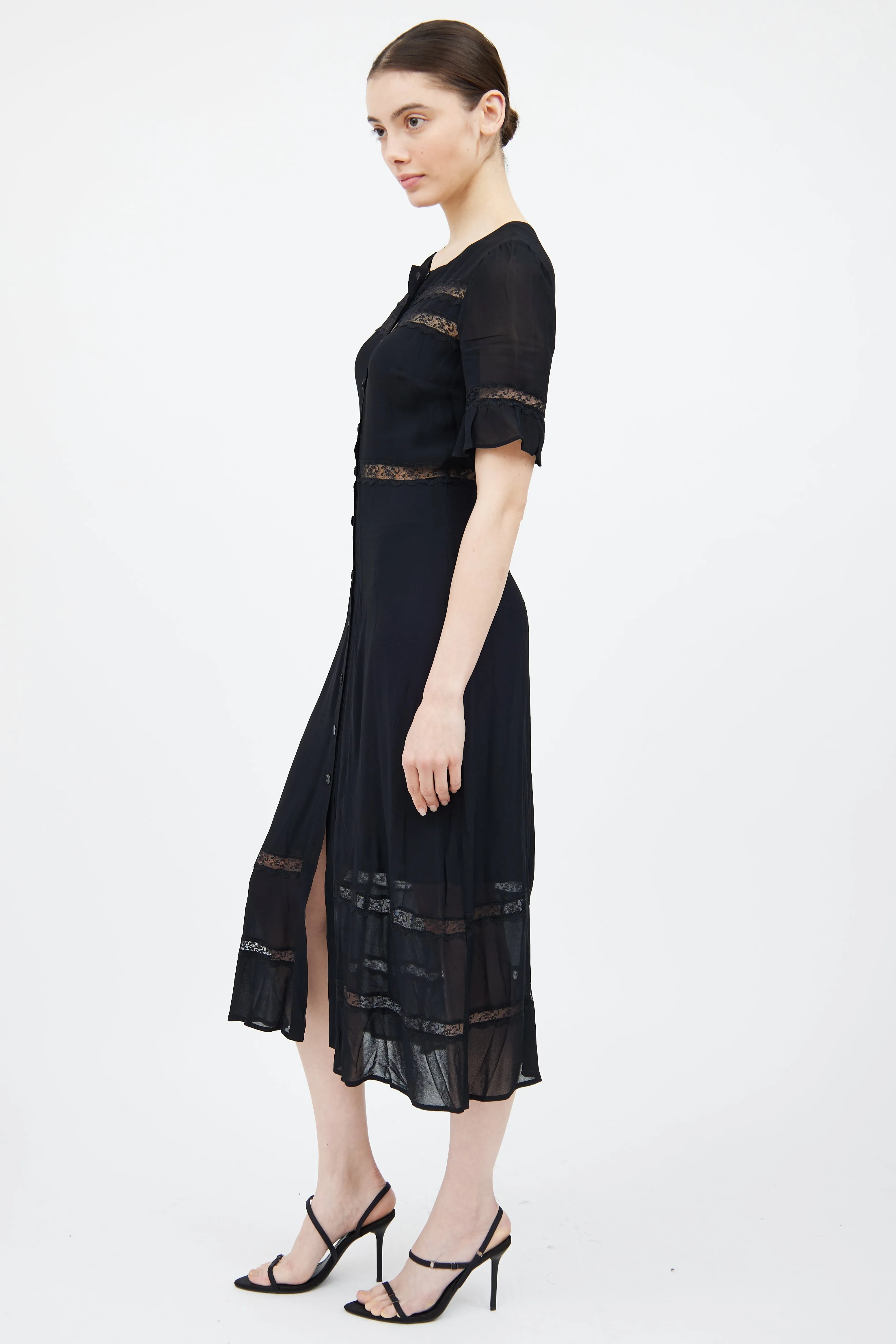 Black Panelled Lace Dress
