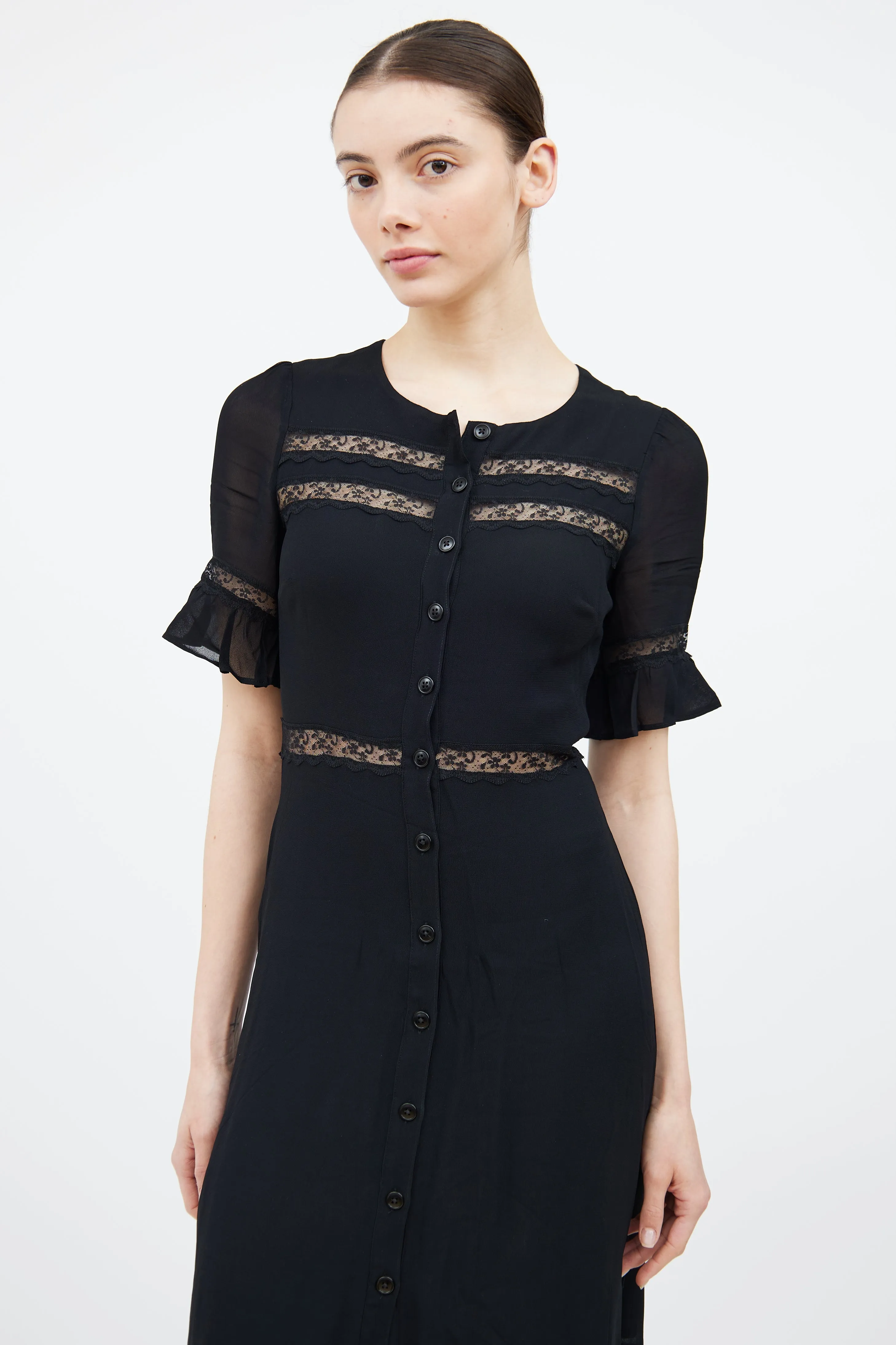 Black Panelled Lace Dress