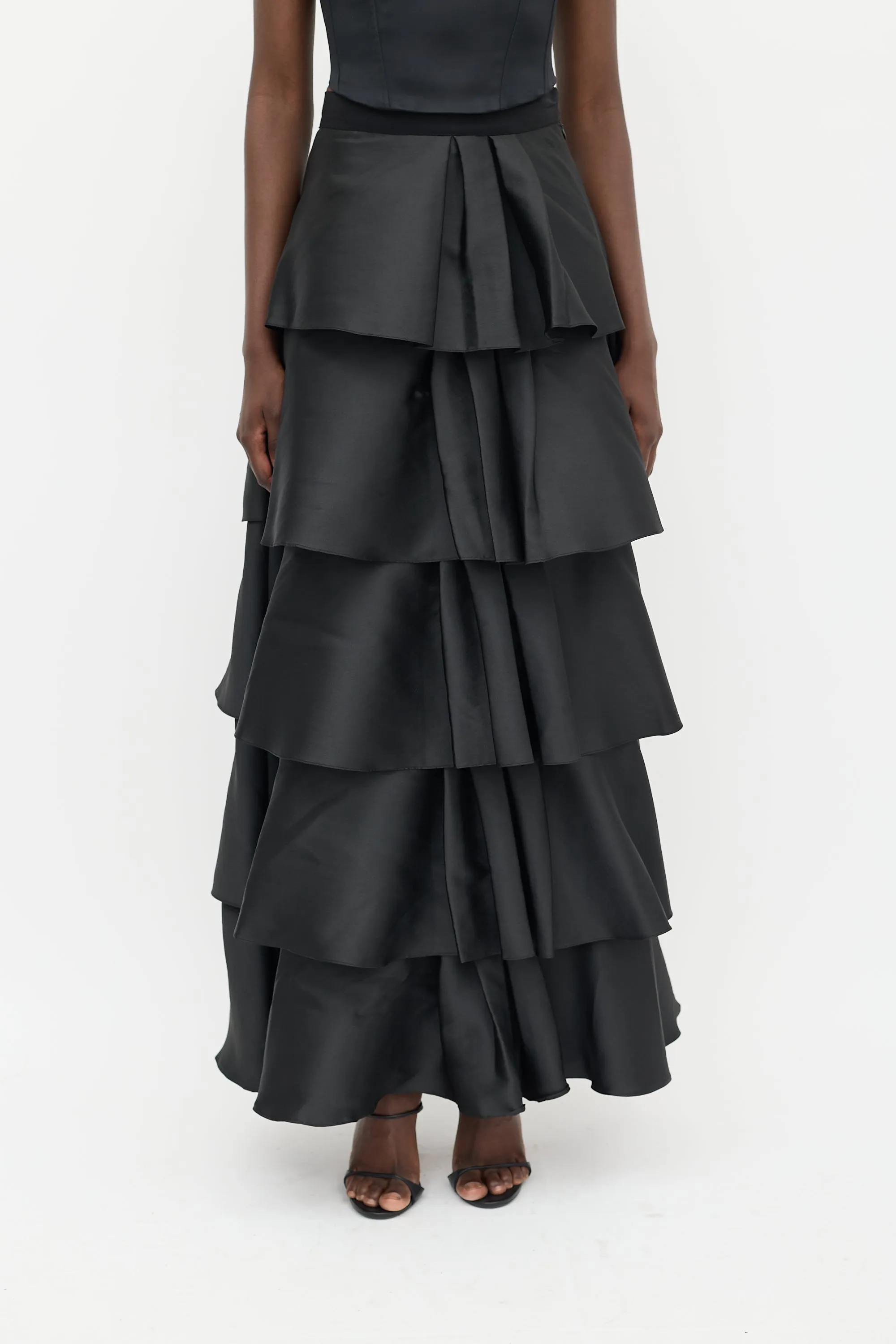 Black Ruffled Tiered Skirt