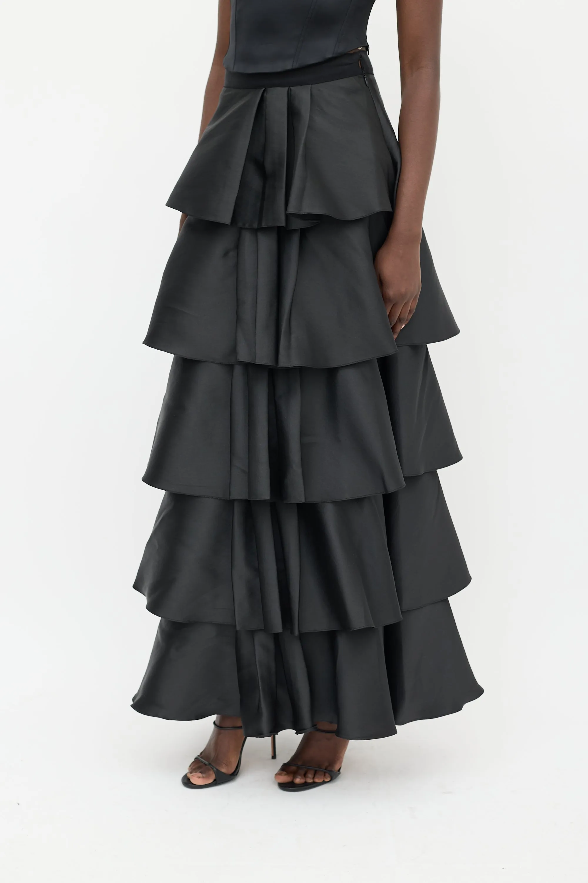Black Ruffled Tiered Skirt