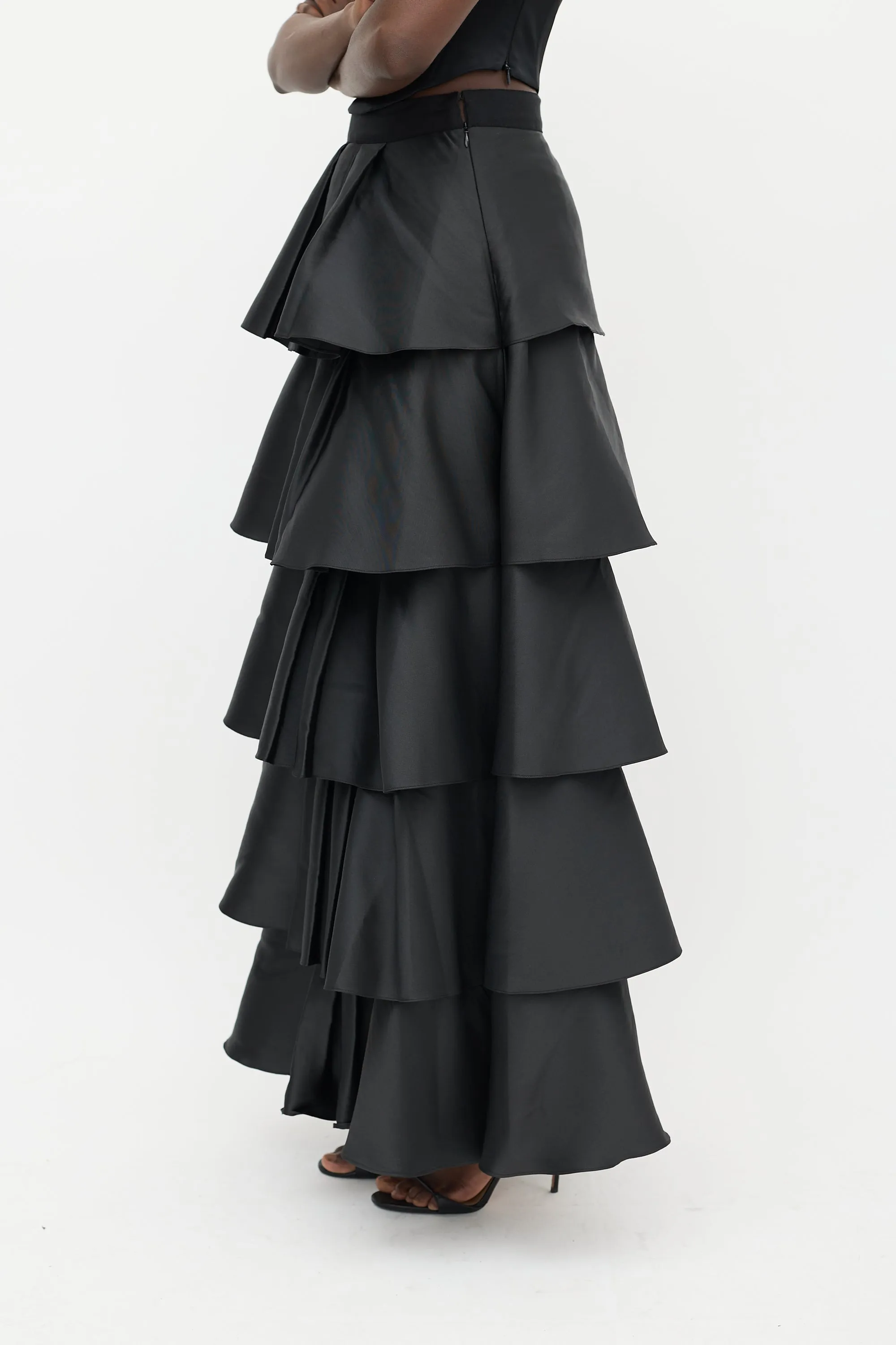 Black Ruffled Tiered Skirt