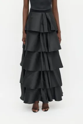 Black Ruffled Tiered Skirt