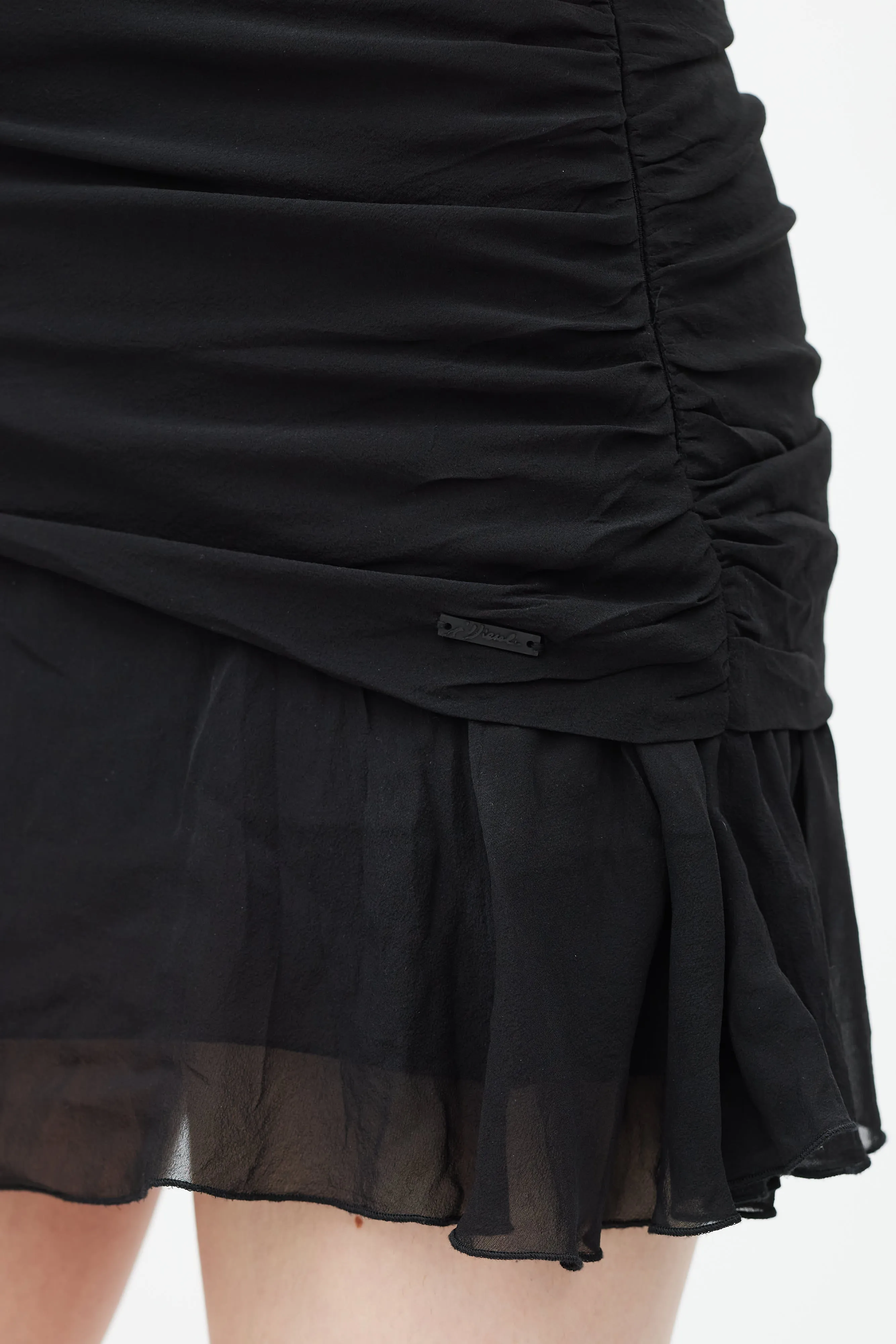 Black Sheer Tiered Mini Skirt