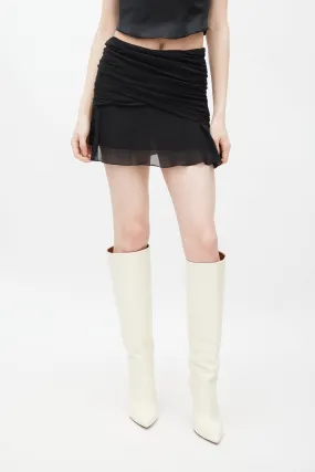 Black Sheer Tiered Mini Skirt