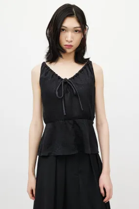 Black Silk Patterned Top