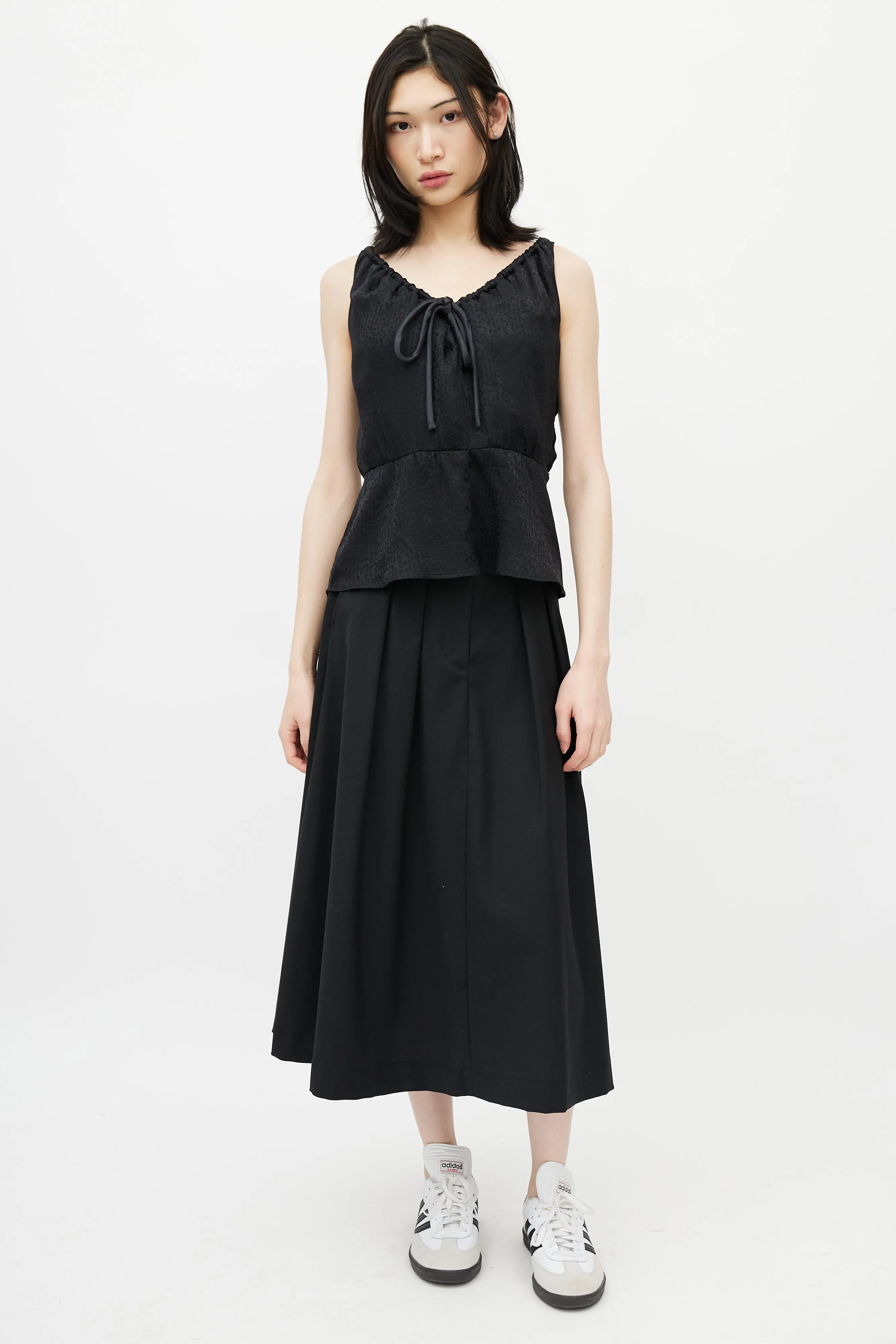 Black Silk Patterned Top