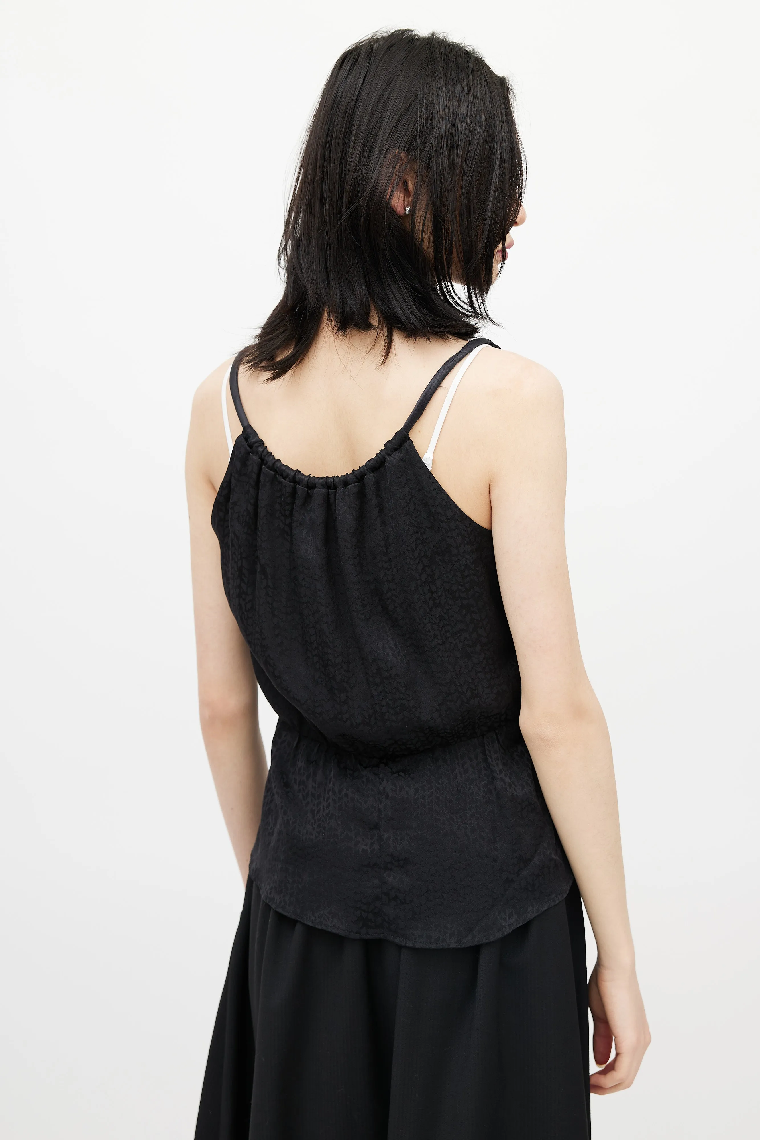 Black Silk Patterned Top