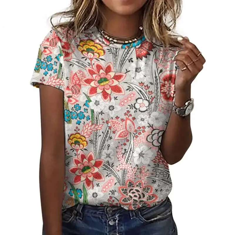 Blossom Into Adventure with Our Cotton Floral Print T-Shirt
