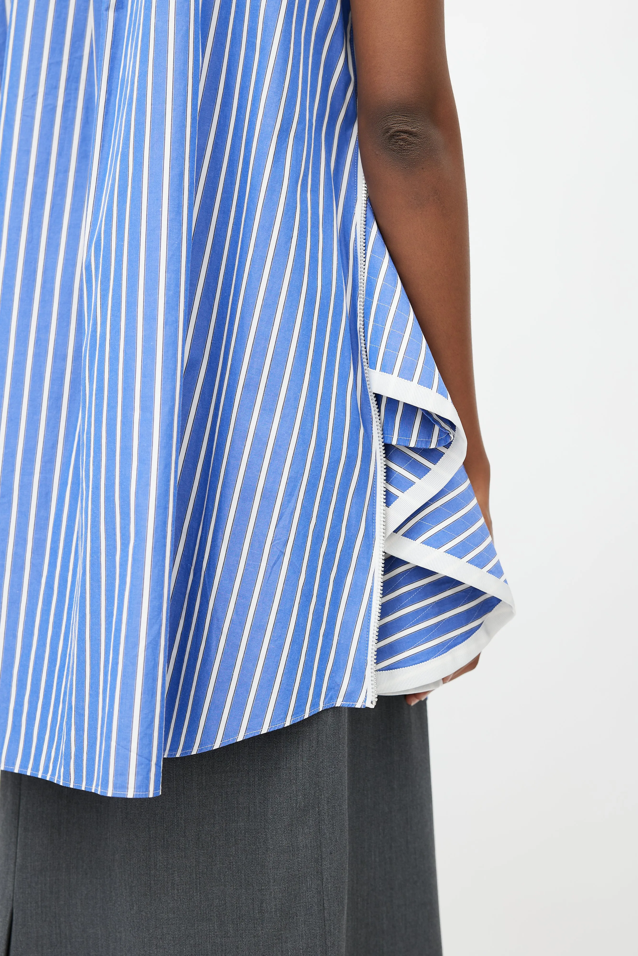 Blue & White Stripes Flared Shirt Dress