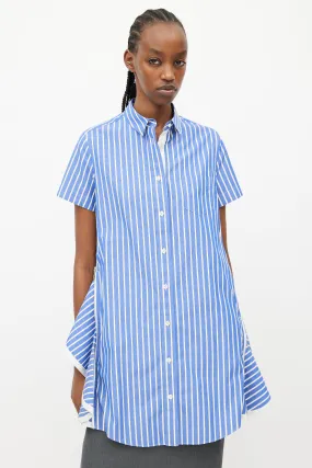 Blue & White Stripes Flared Shirt Dress
