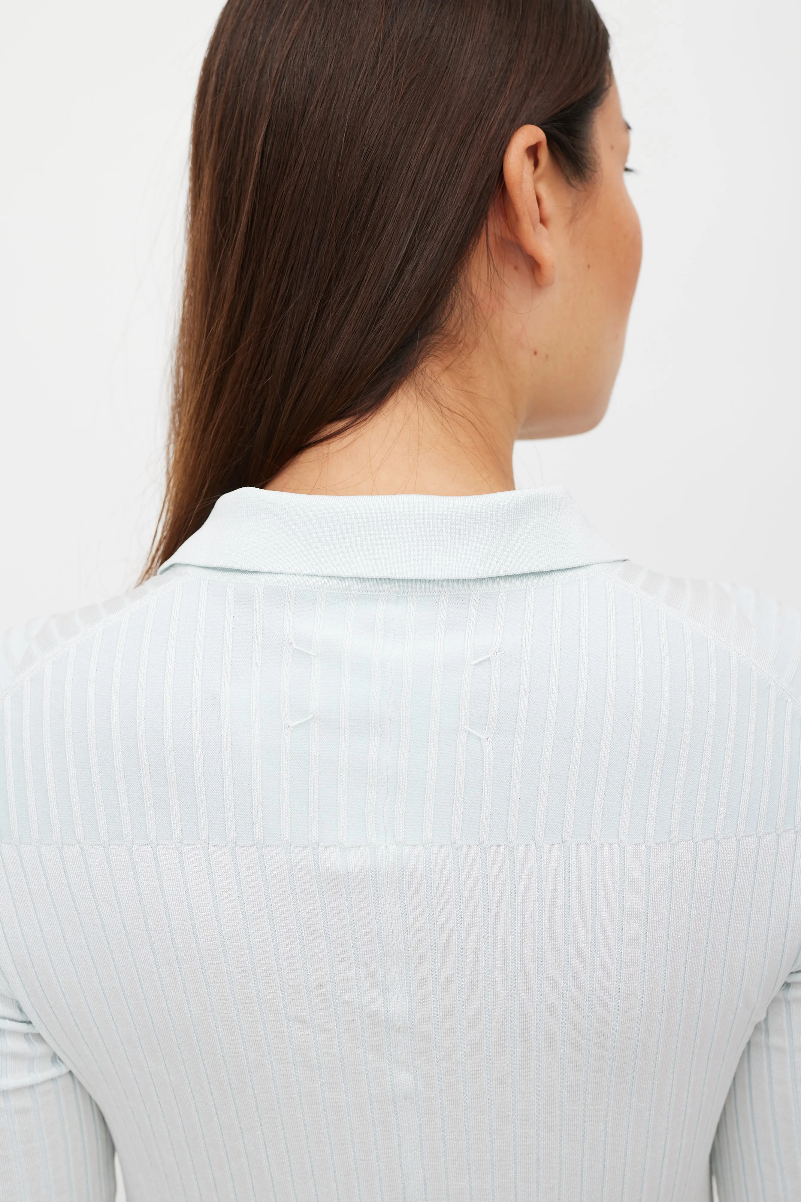 Blue Ribbed Polo Dress