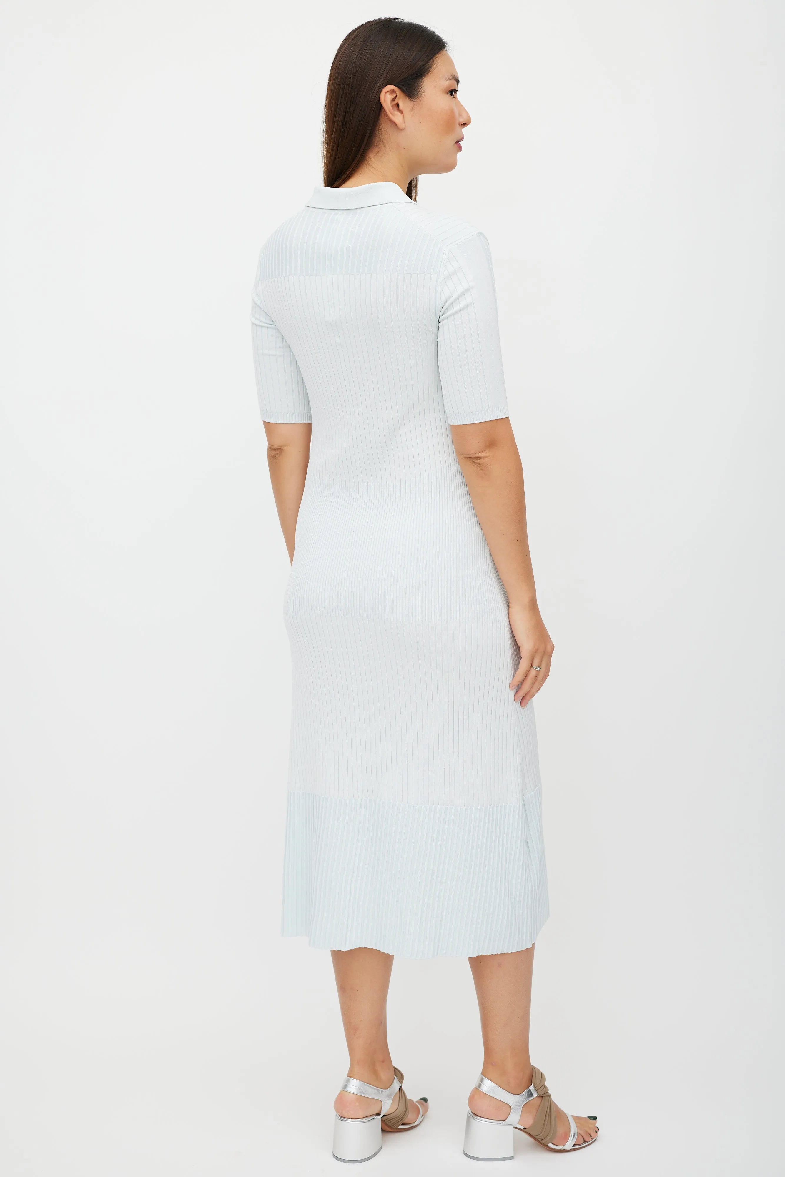 Blue Ribbed Polo Dress