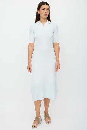 Blue Ribbed Polo Dress