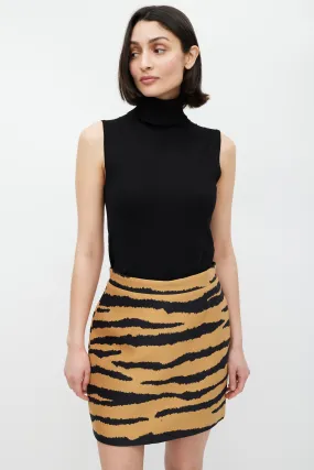 Brown & Black Patterned Jacquard Skirt