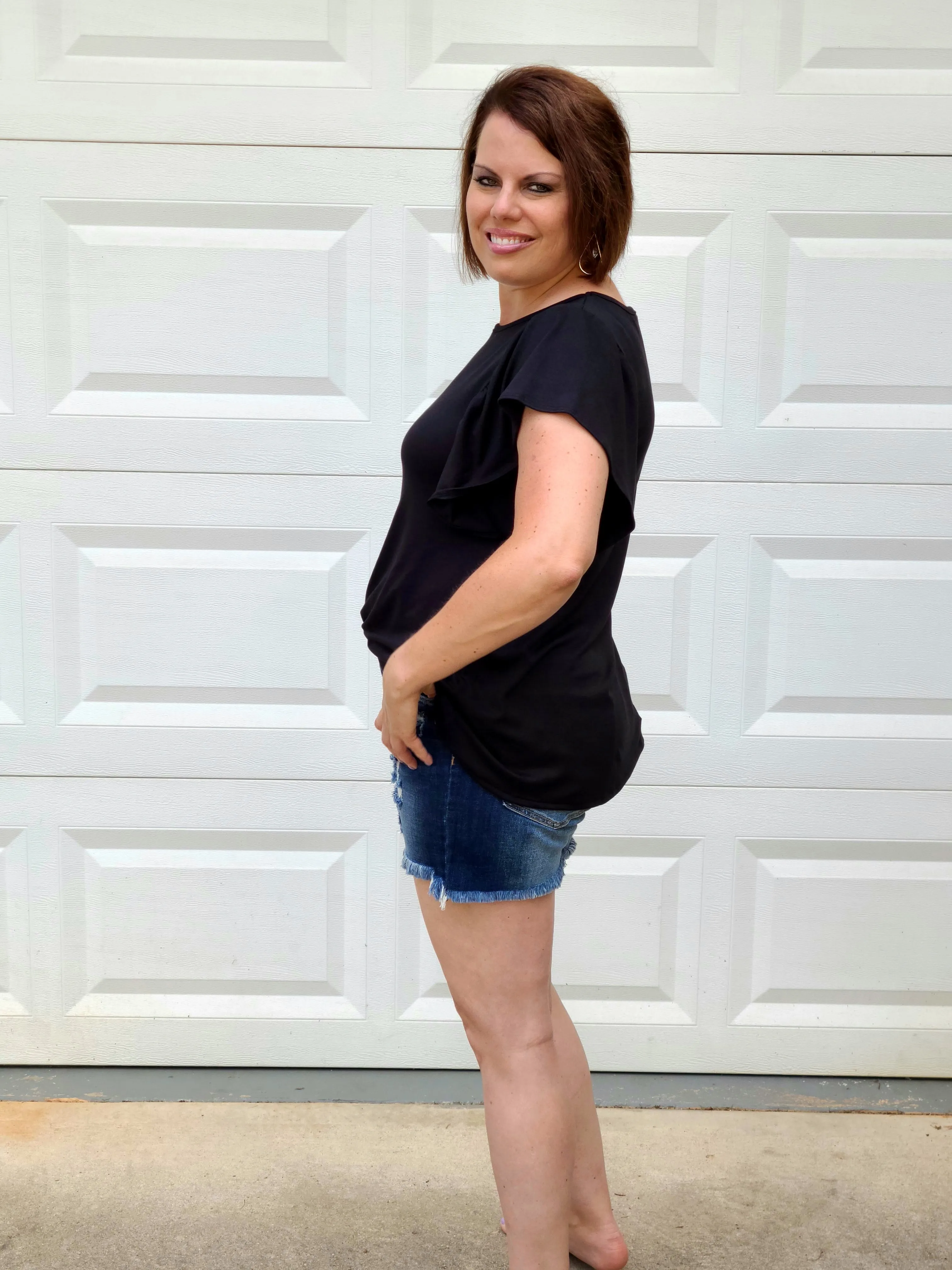 Casual Butterfly Sleeve Top in Black