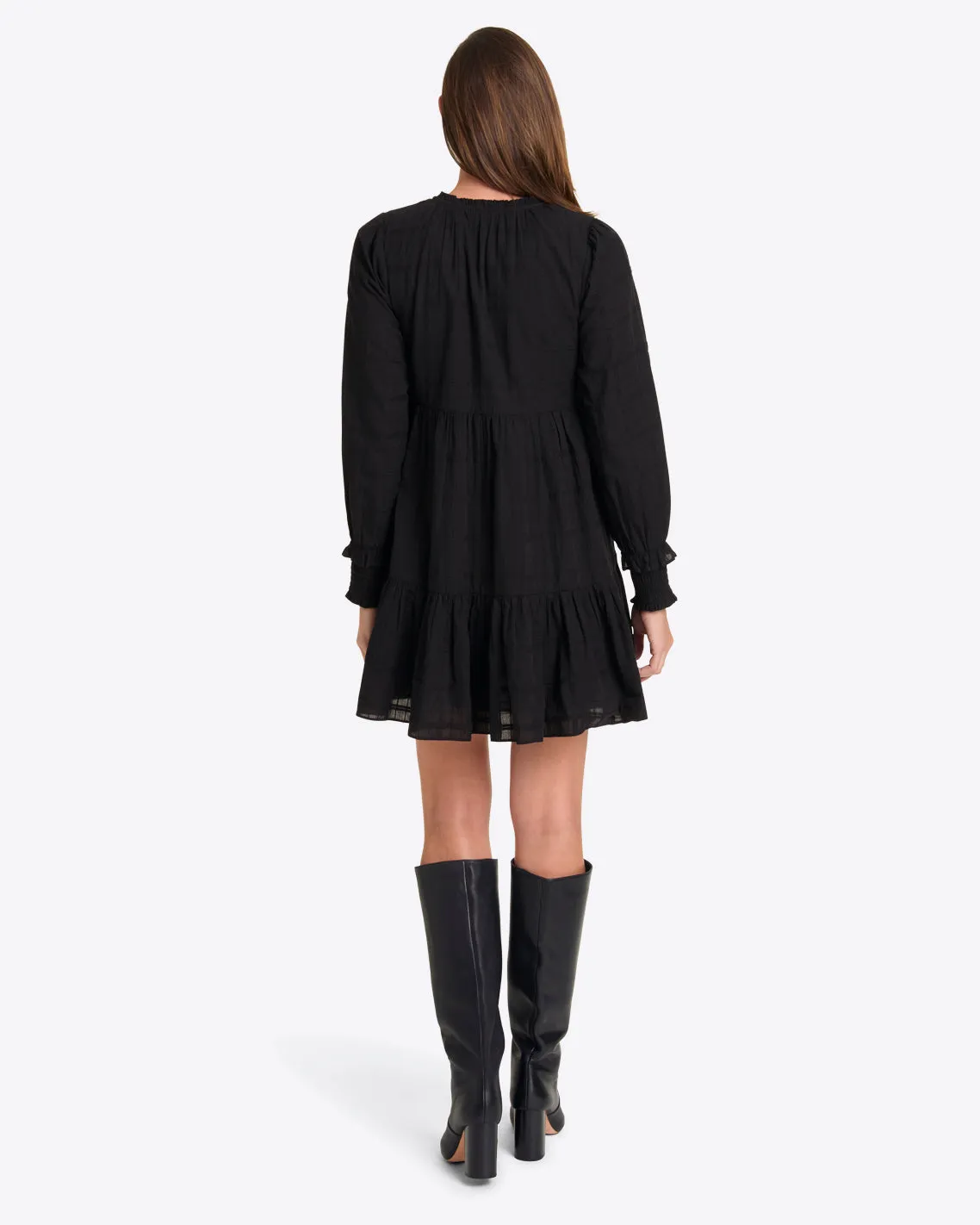 Connie Long Sleeve Mini Dress in Pane Plaid