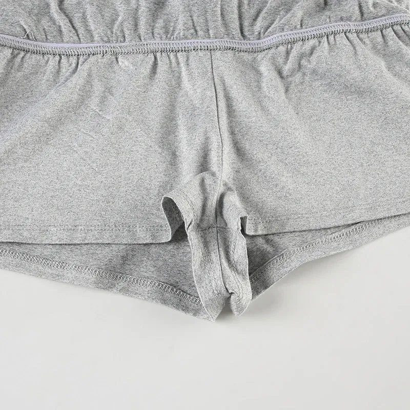 Cuteandpsycho Solid Lace-up Mini Skirts Sexy American Retro Basic Vintage Casual Short Bottoms Basic Casual A-Line Knit Clothing