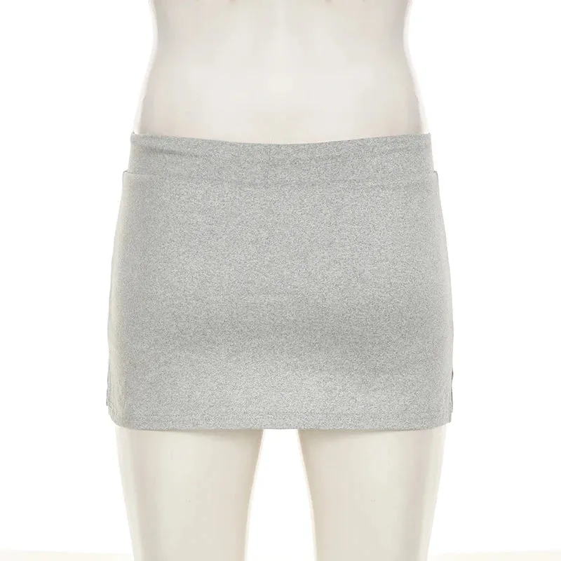 Cuteandpsycho Solid Lace-up Mini Skirts Sexy American Retro Basic Vintage Casual Short Bottoms Basic Casual A-Line Knit Clothing