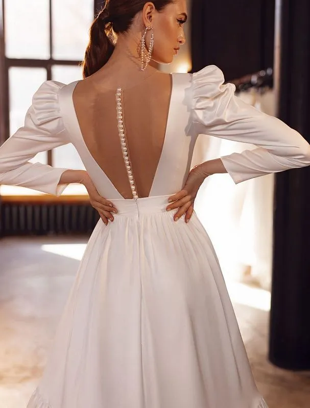 Fascinating Frilled White Wedding Dress