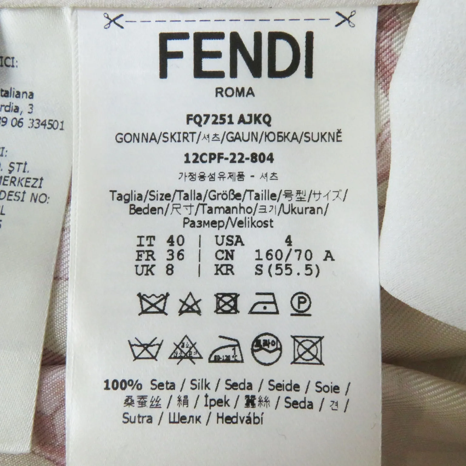 Fendi Silk FF Logo Pleated Skirt Pink