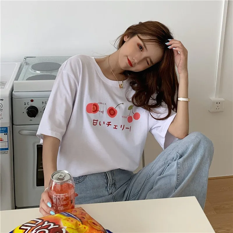 Kawaii Casual Fruit Print T-Shirt