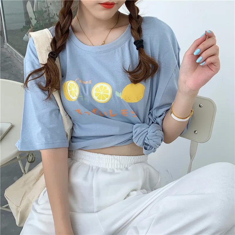 Kawaii Casual Fruit Print T-Shirt