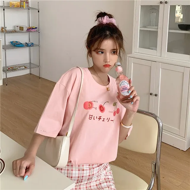 Kawaii Casual Fruit Print T-Shirt