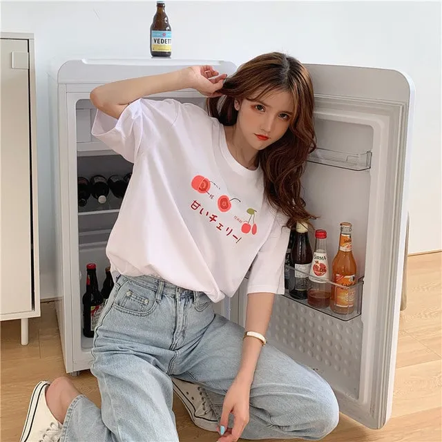 Kawaii Casual Fruit Print T-Shirt