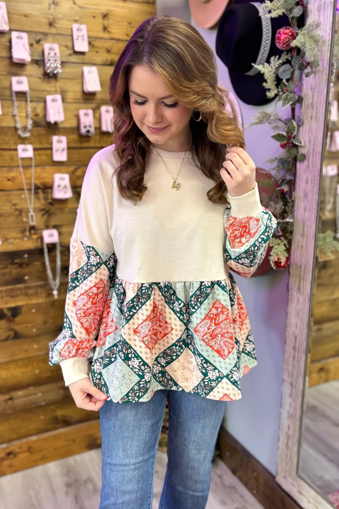 LEAH Paisley Patchwork Top
