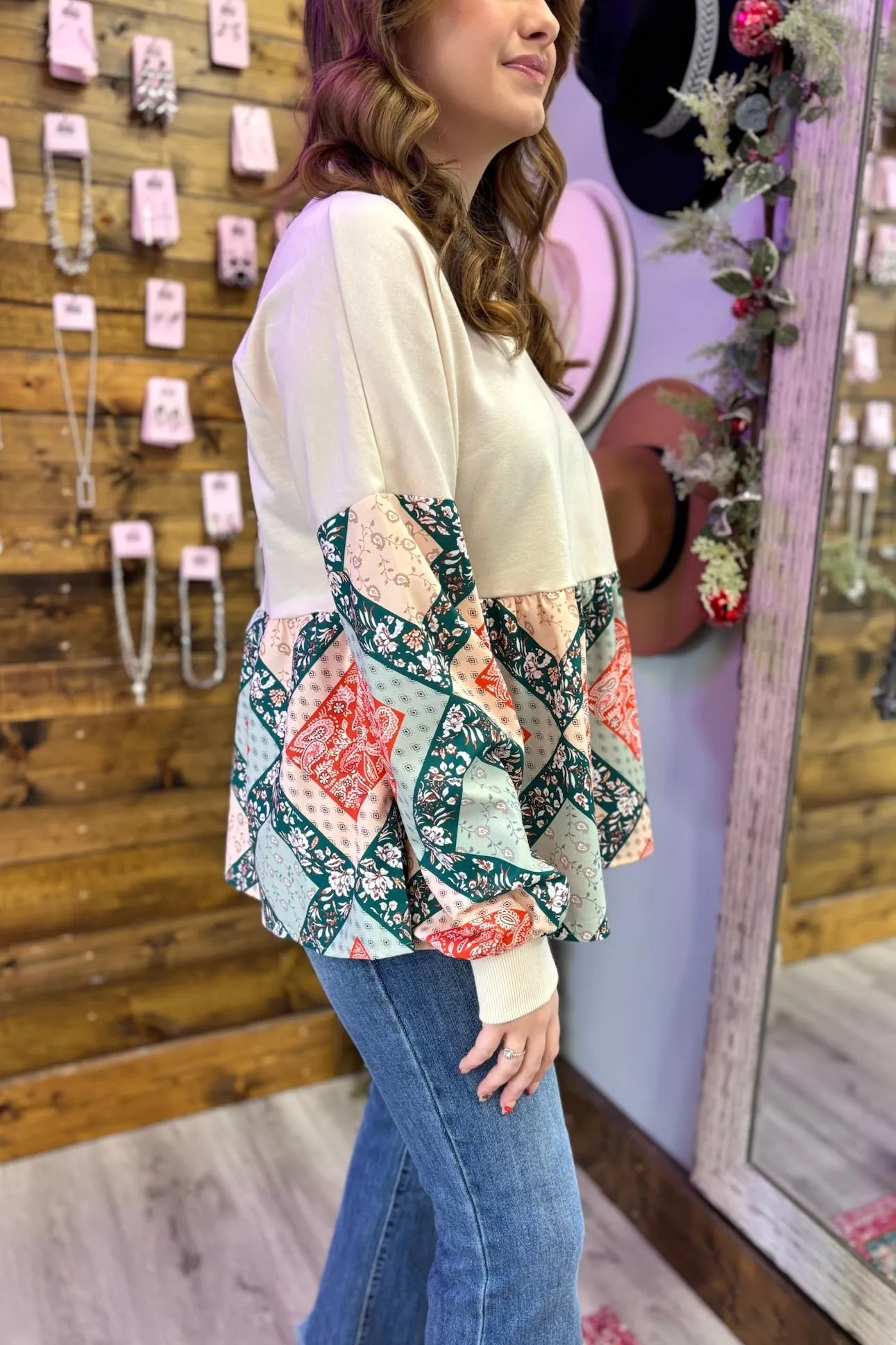 LEAH Paisley Patchwork Top
