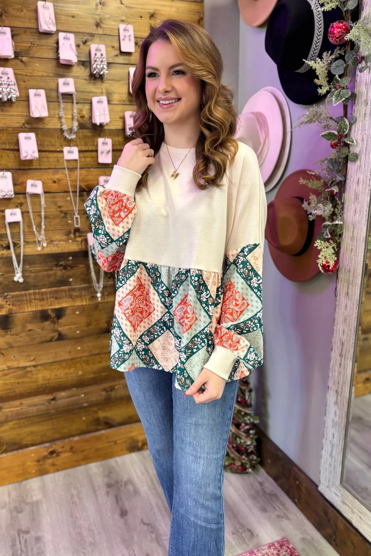 LEAH Paisley Patchwork Top