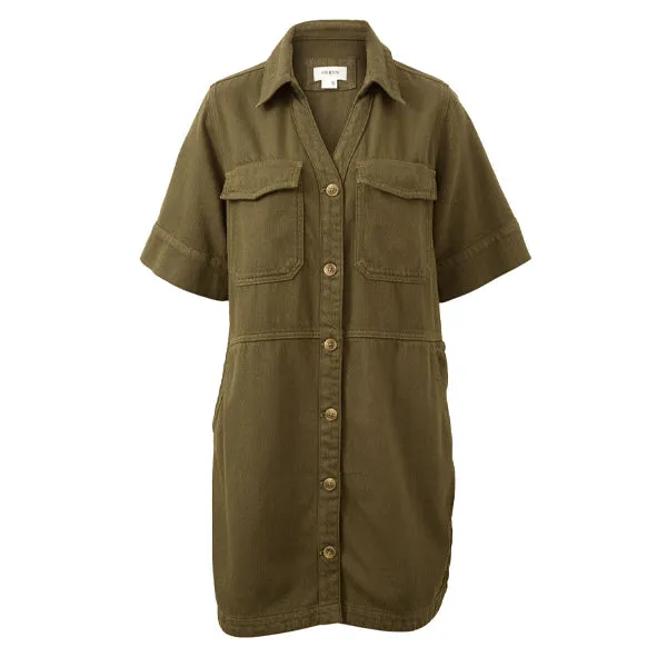 Side Pocket Boxy Dress - Deep Olive