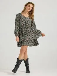 Wrangler Womens Retro Vintage Tiered Dress - 112361196